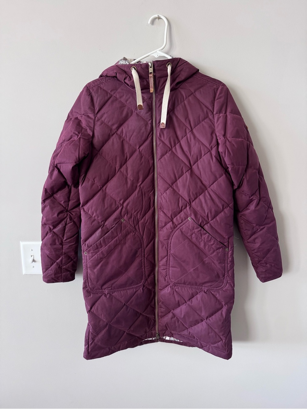 Burton Down Filled Quilted Hooded Parka Coat - Plum
